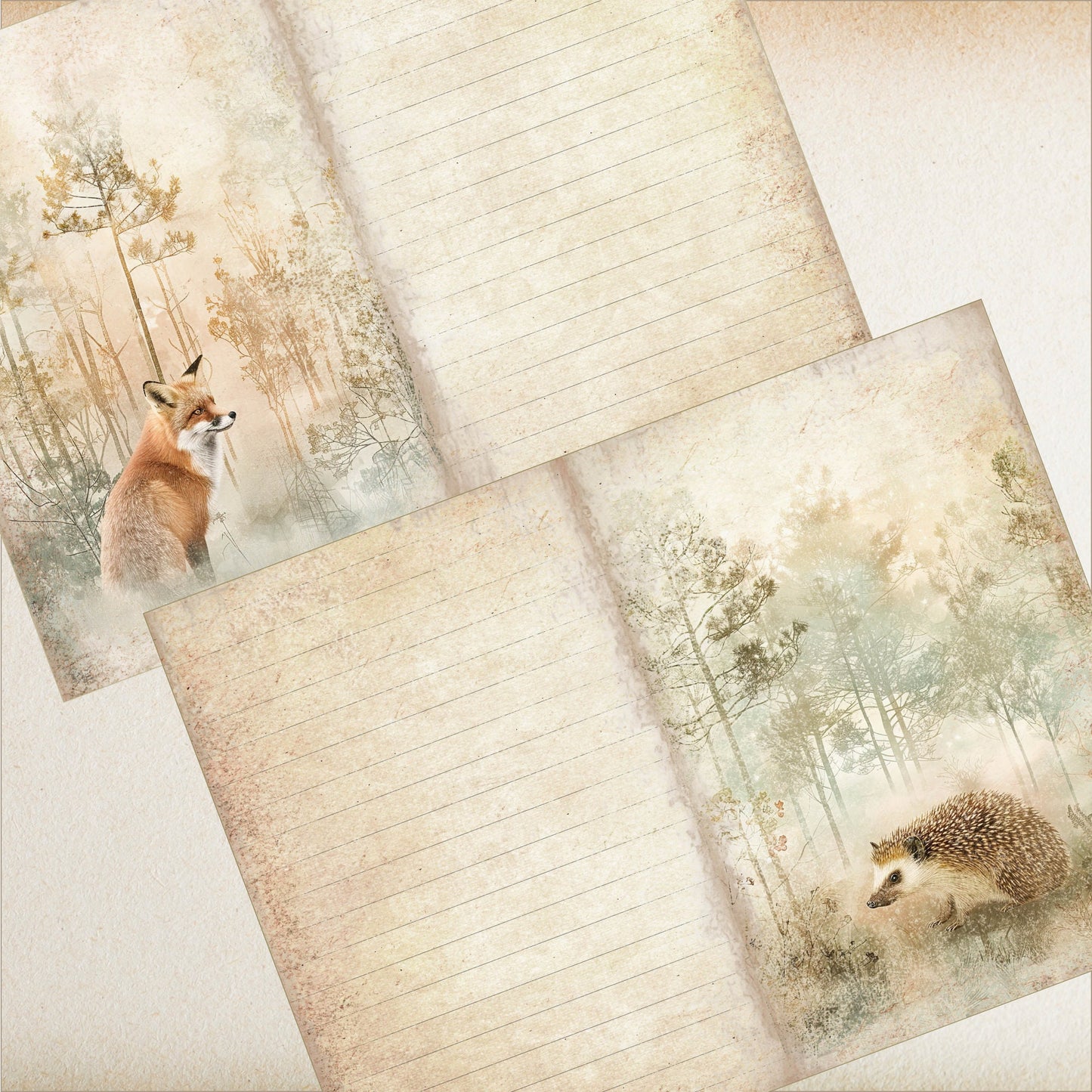 Forest Animal Lined Junk Journal Paper