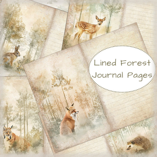 Forest Animal Lined Junk Journal Paper