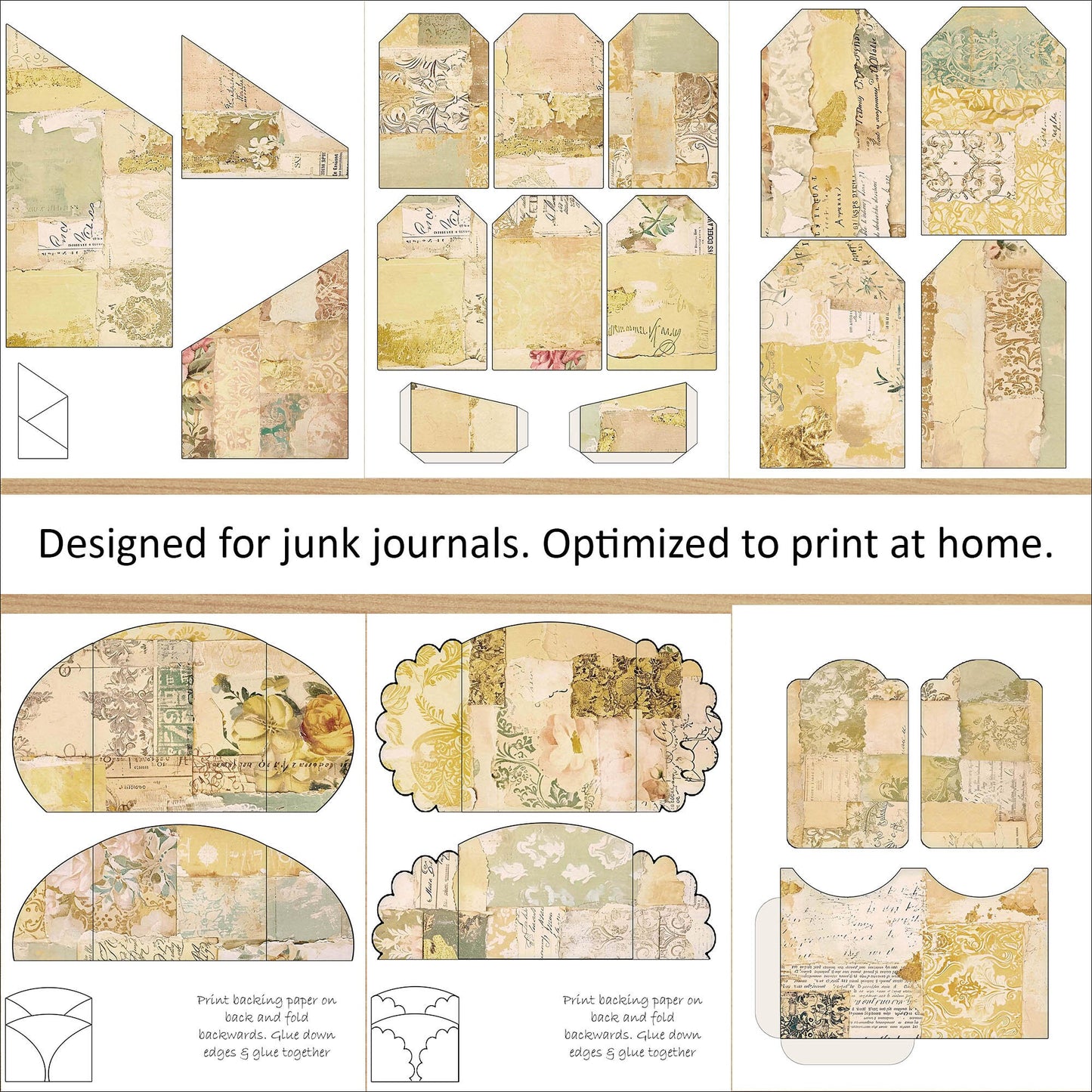 Vintage Gold & Green Junk Journal Kit