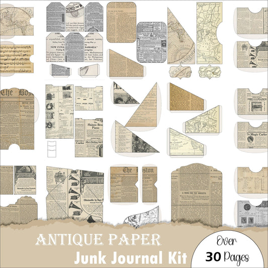 Vintage Newspaper Junk Journal Kit