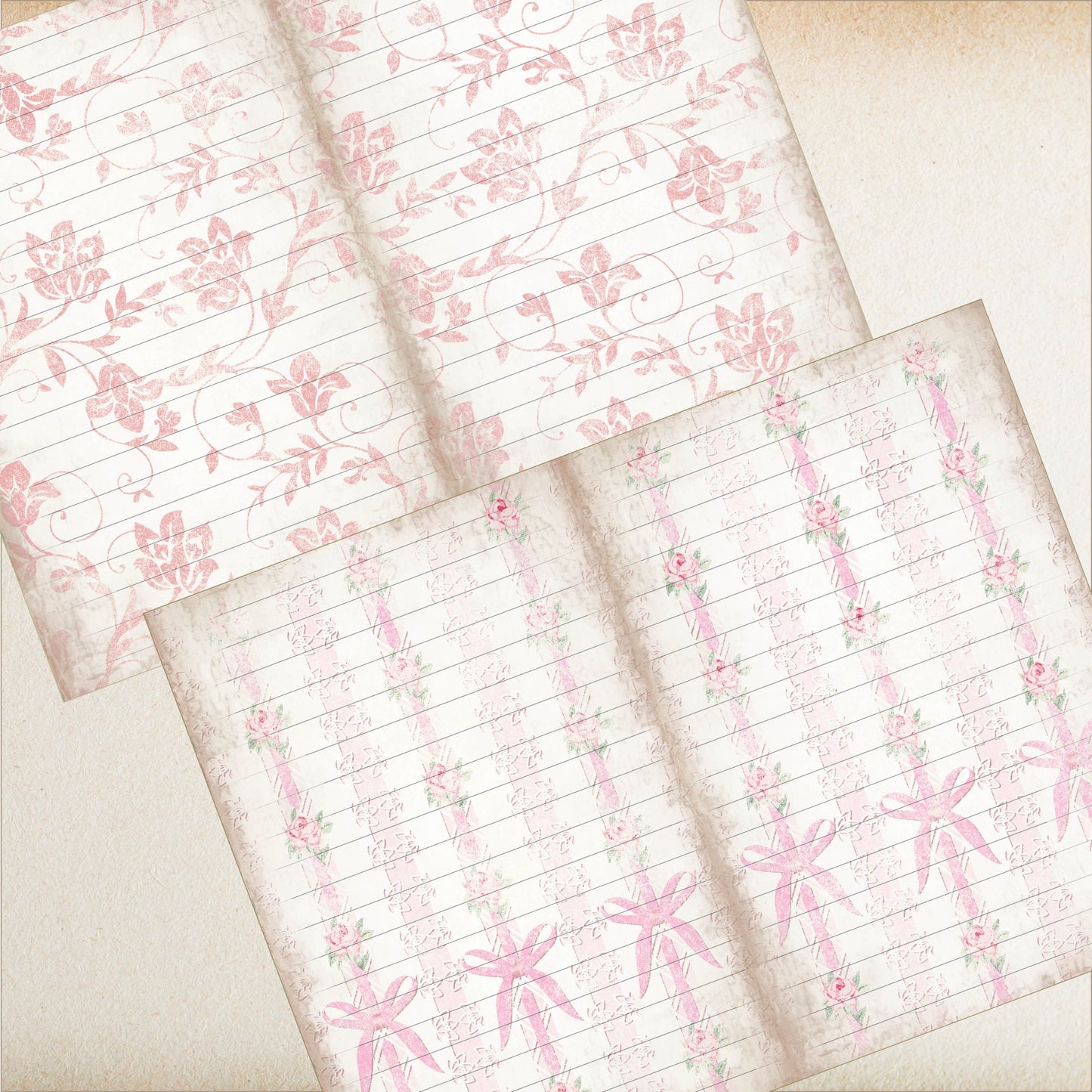 Junk Journal Pink Lined Paper