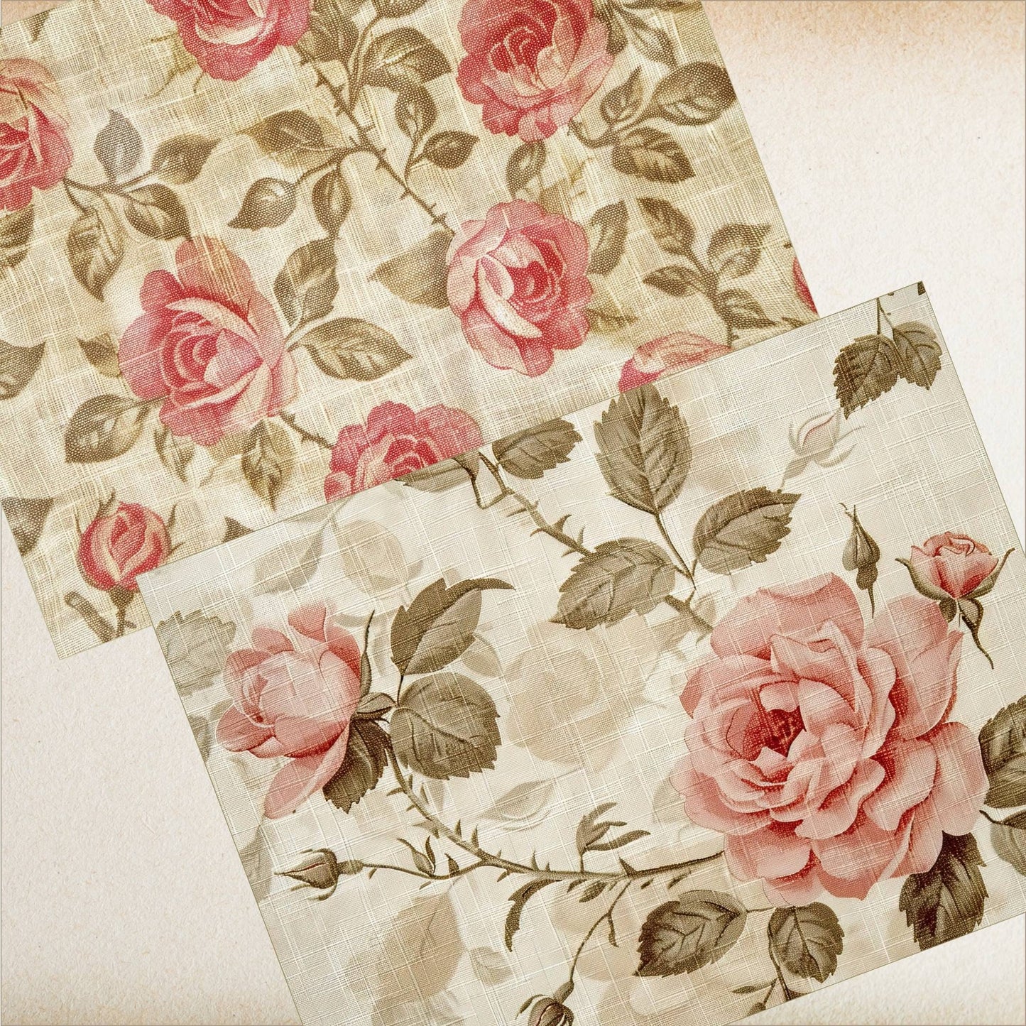 Burlap Rose Junk Journal Background Paper