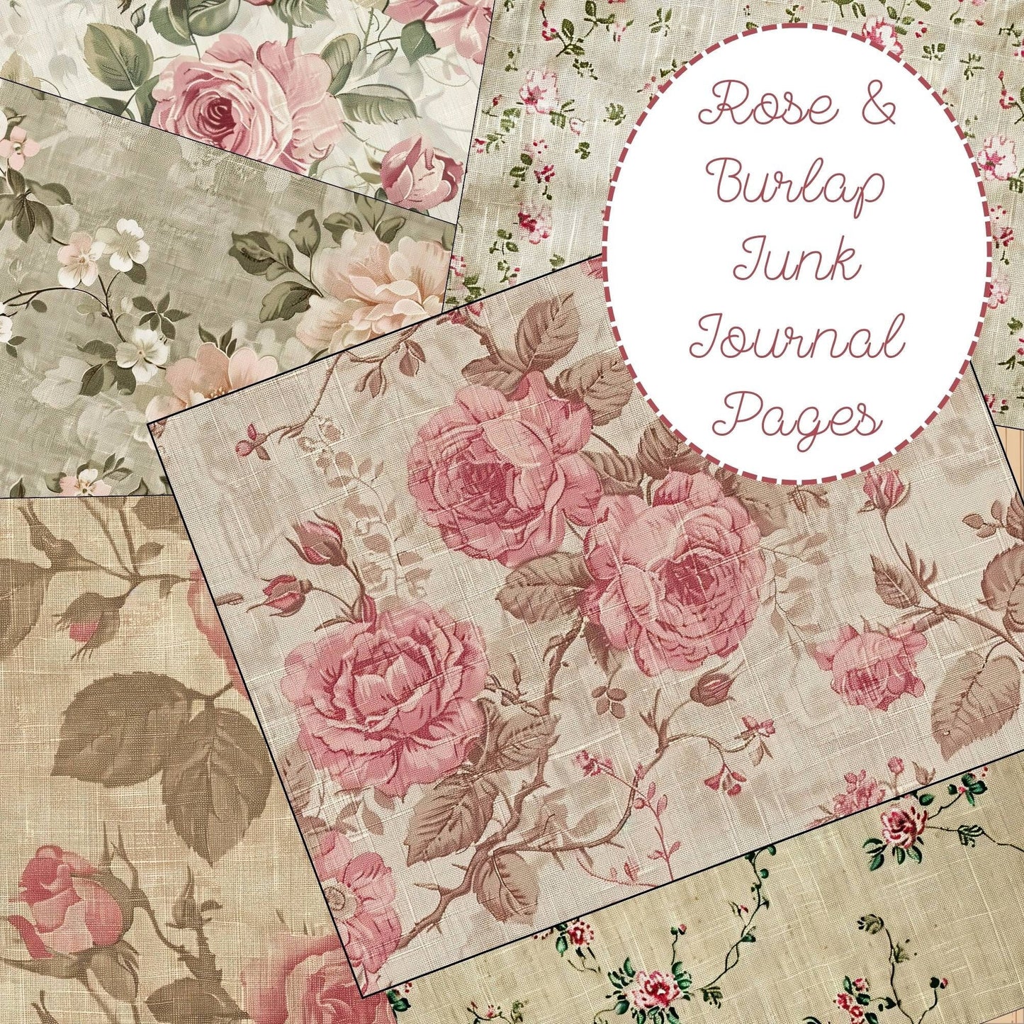 Burlap Rose Junk Journal Background Paper