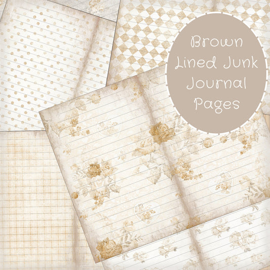 Junk Journal Lined Paper Brown Shabby Chic