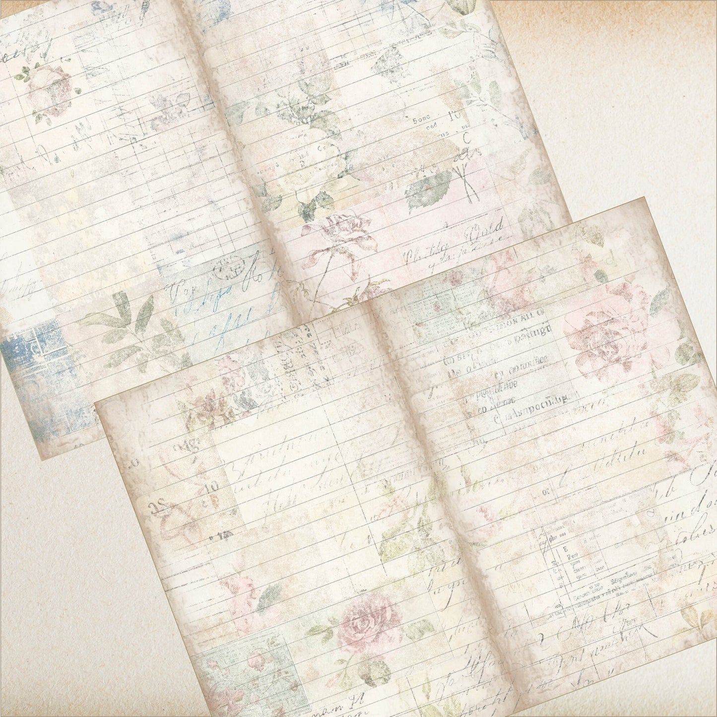 Floral Grunge Lined Junk Journal Paper