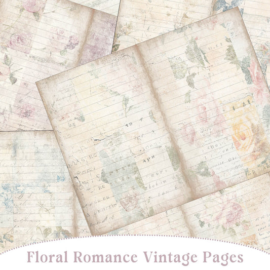 Floral Grunge Lined Junk Journal Paper