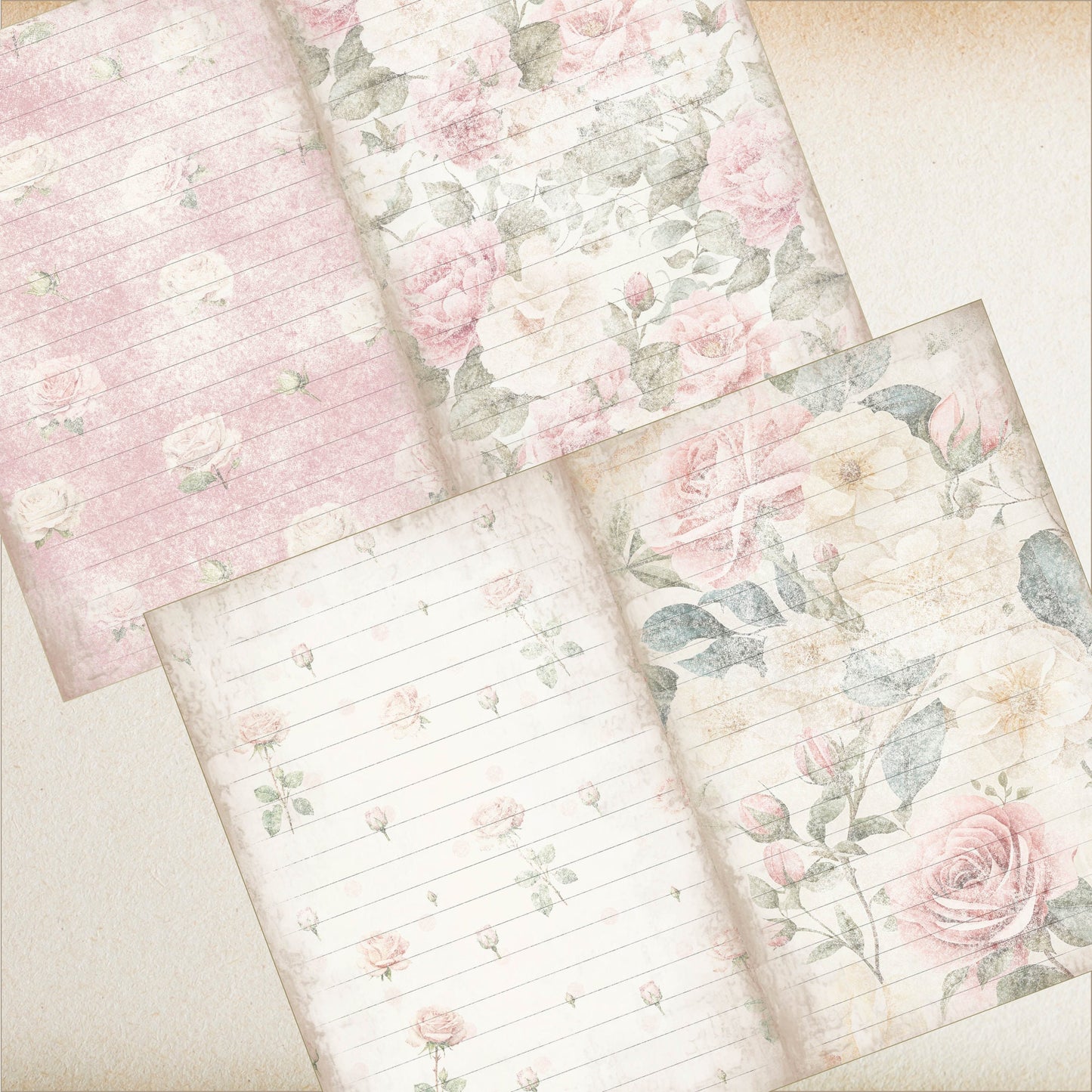 Rose Junk Journal Vintage Lined Paper