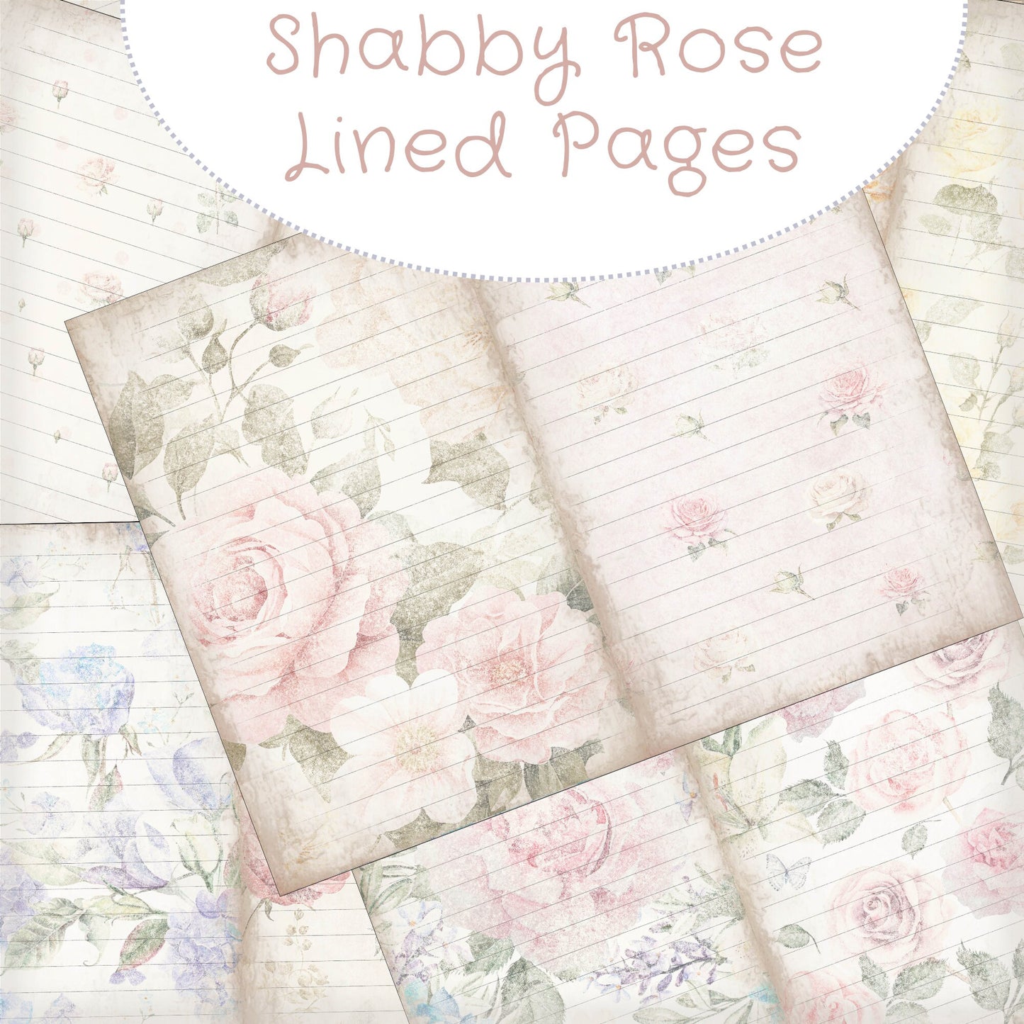 Rose Junk Journal Vintage Lined Paper