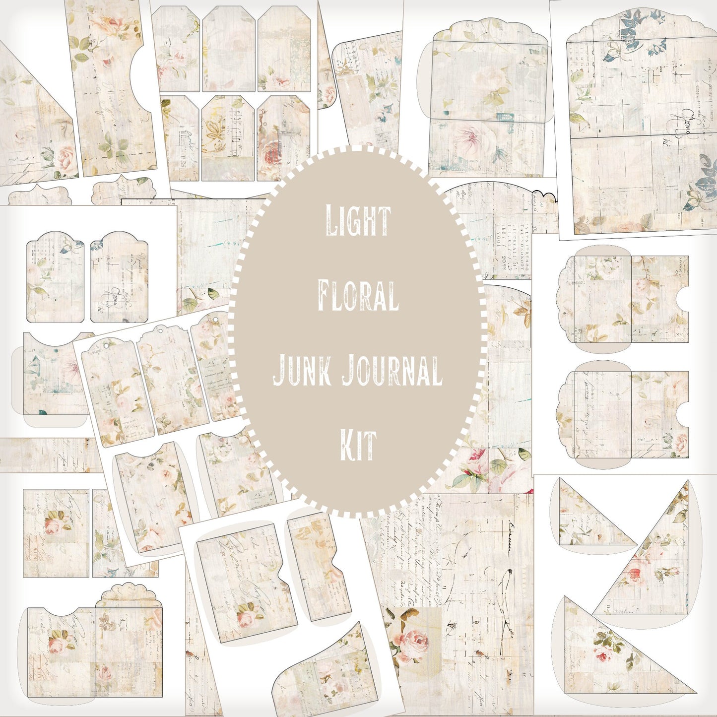 Light Floral Junk Journal Kit