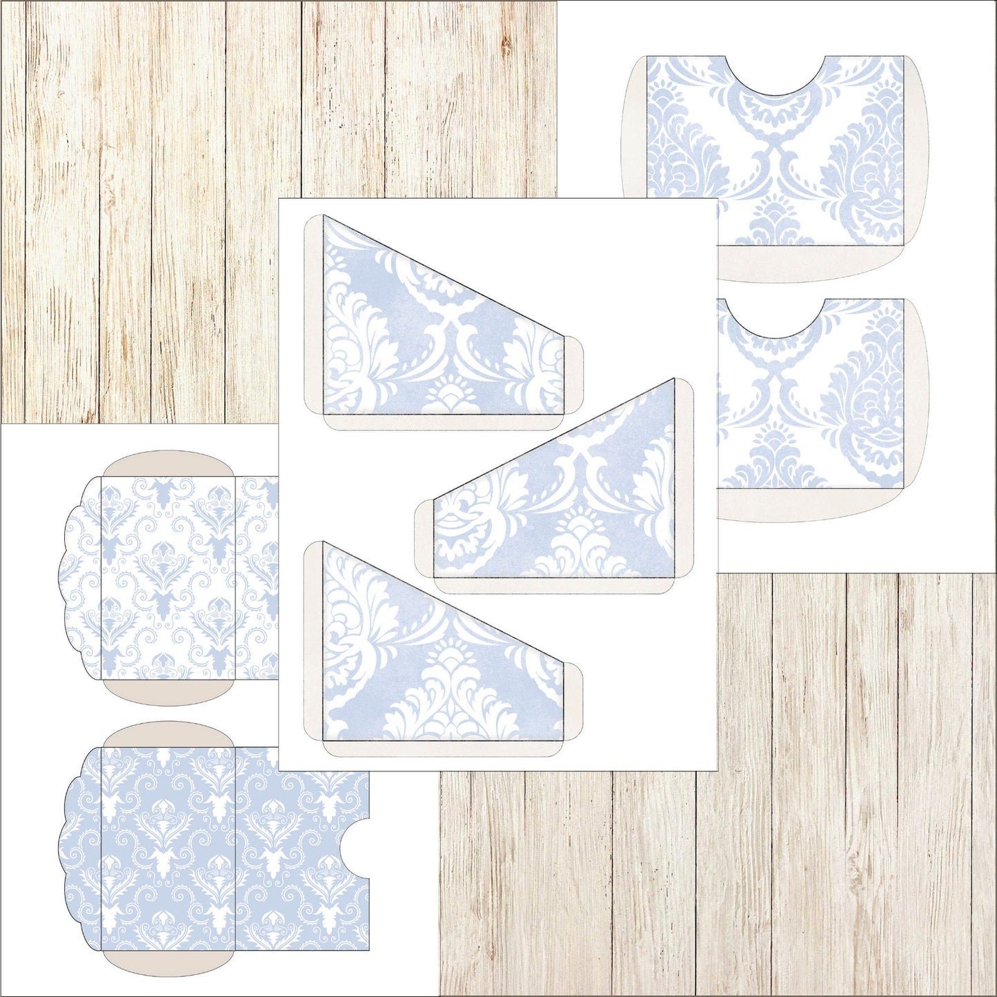 Junk Journal Kit Blue Damask