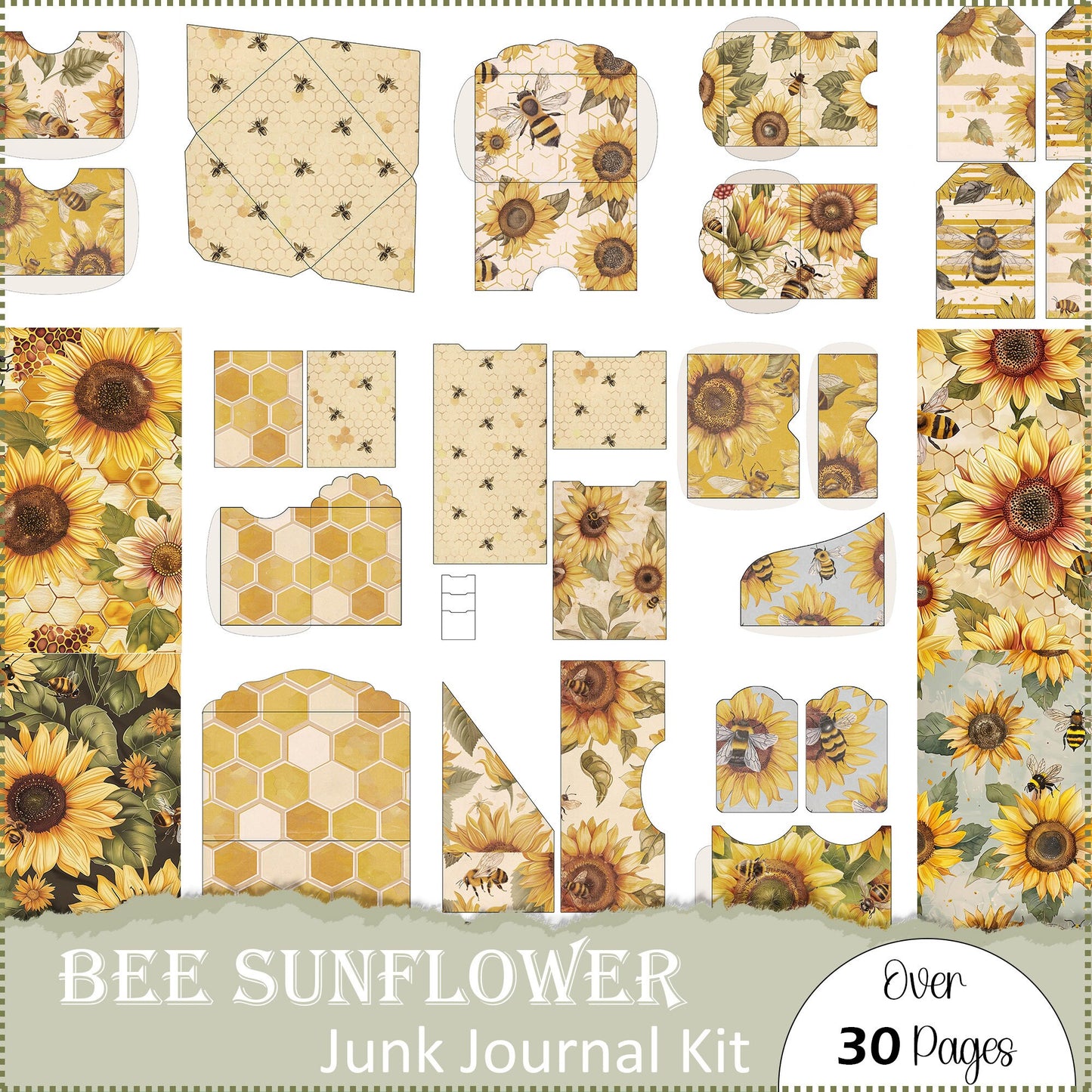 Sunflower Bee Junk Journal Kit