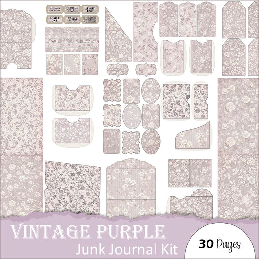 Purple Junk Journal Embellishment Kit