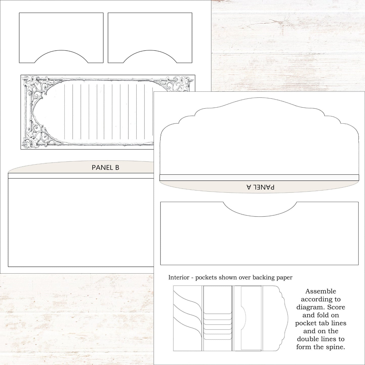 Junk Journal Waterfall Trifold Folio Template - Tall Booklet