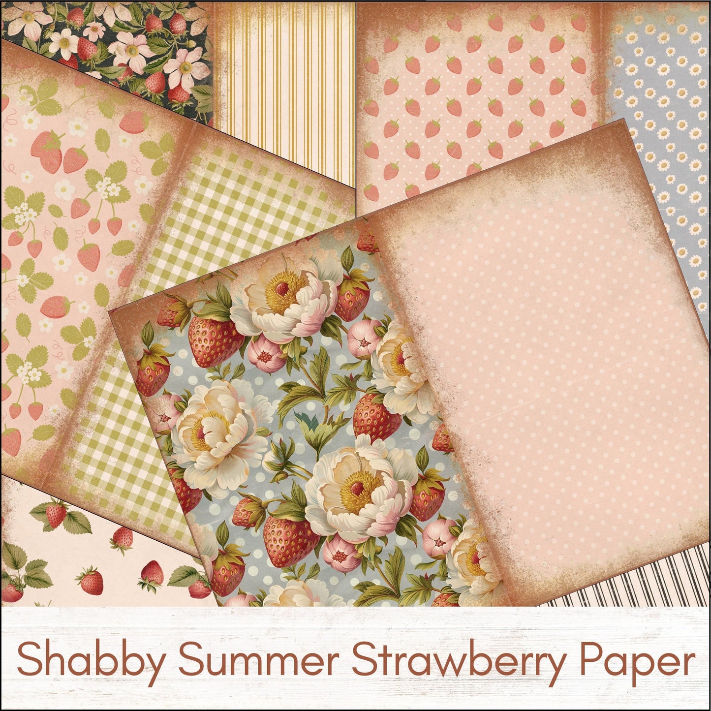 Junk Journal Pages Vintage Strawberry Summer