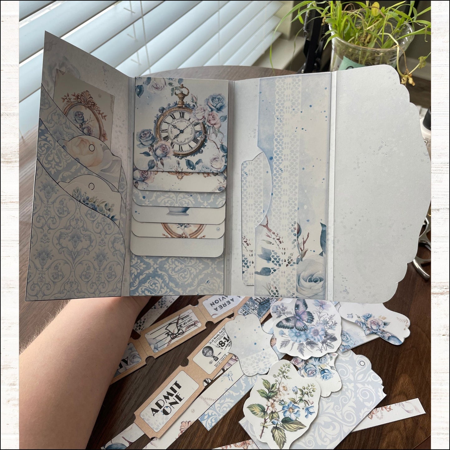 Shabby Chic Blue Rose Junk Journal Folio