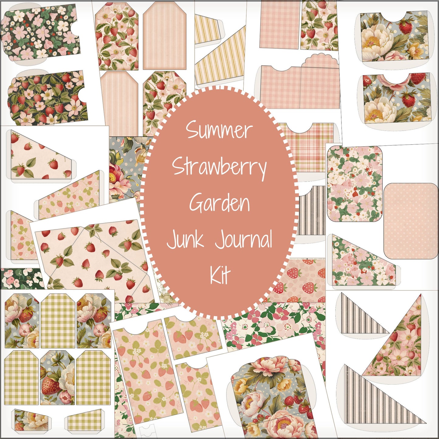 Summer Strawberry Garden Junk Journal Kit