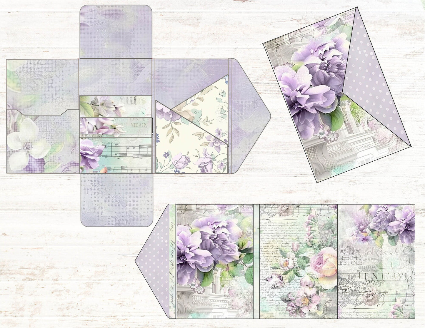 Purple Floral Mini Folio