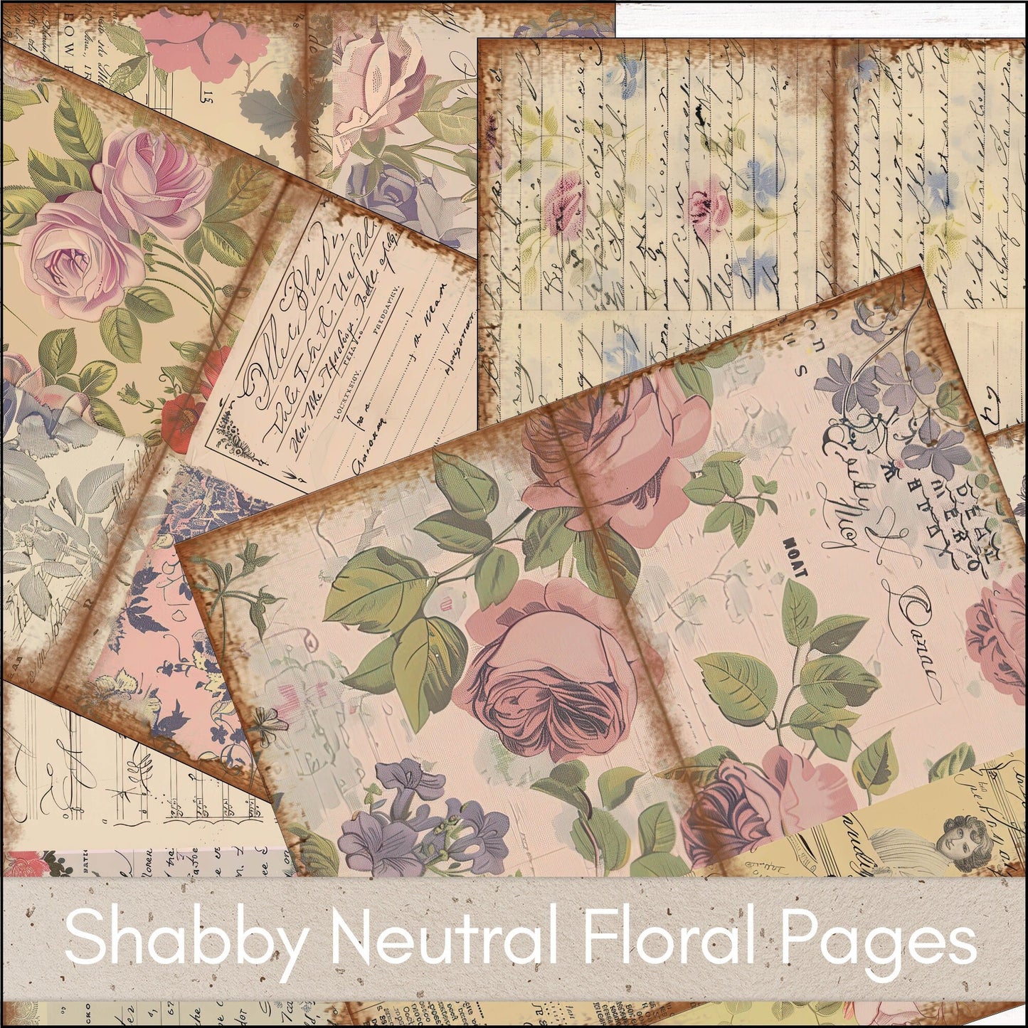 Junk Journal Vintage Floral Collage Journal Paper