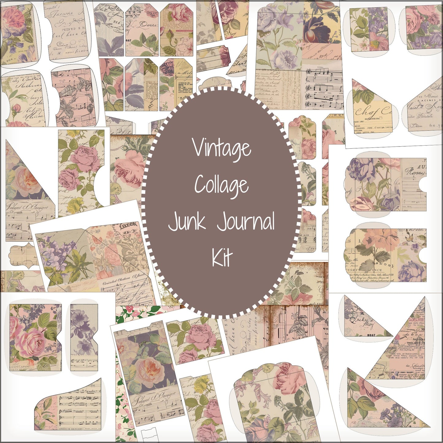 Floral Junk Journal Kit Vintage Collage