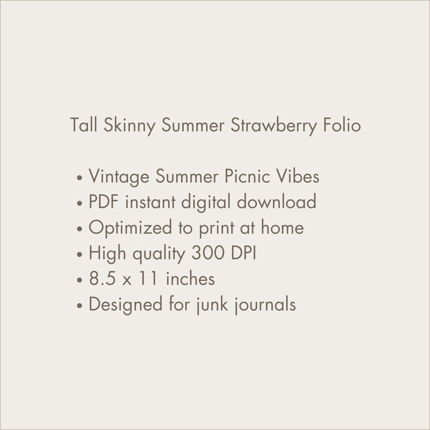 Summer Strawberry Tall Skinny Folio