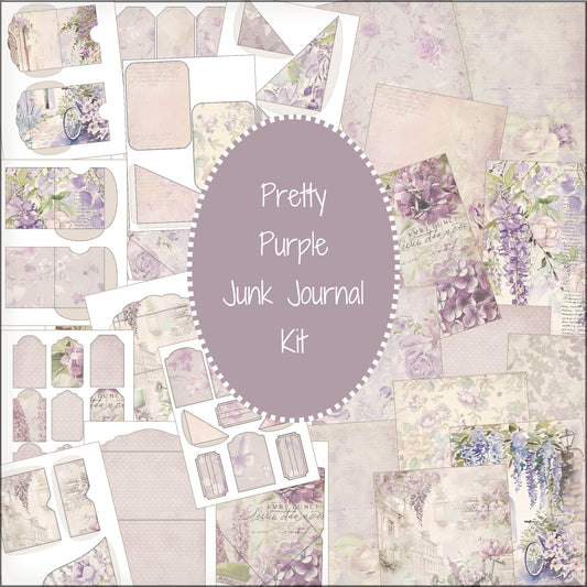 Purple Lavender Junk Journal Embellishment Kit