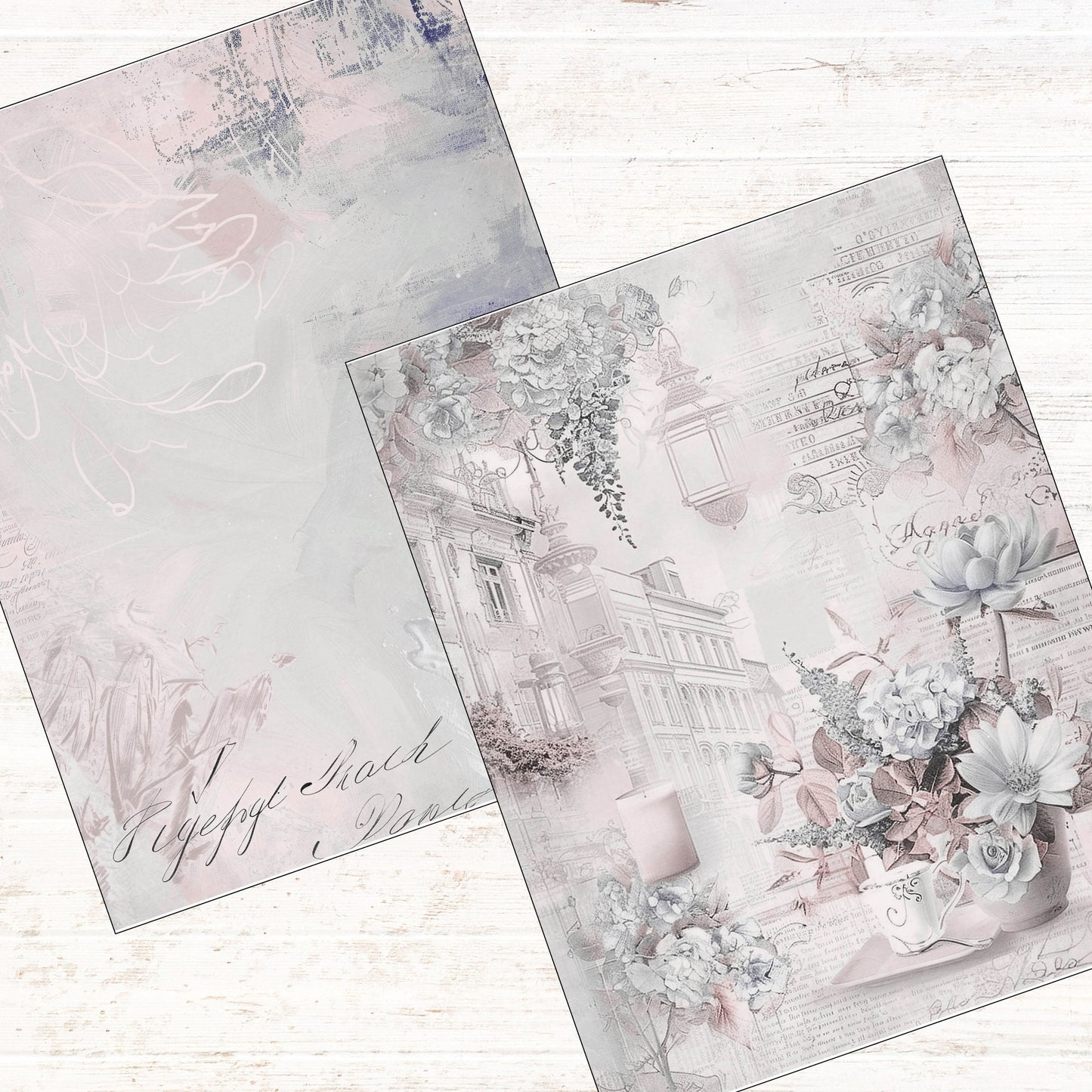 Pastel Purple Romantic Muted Junk Journal Kit