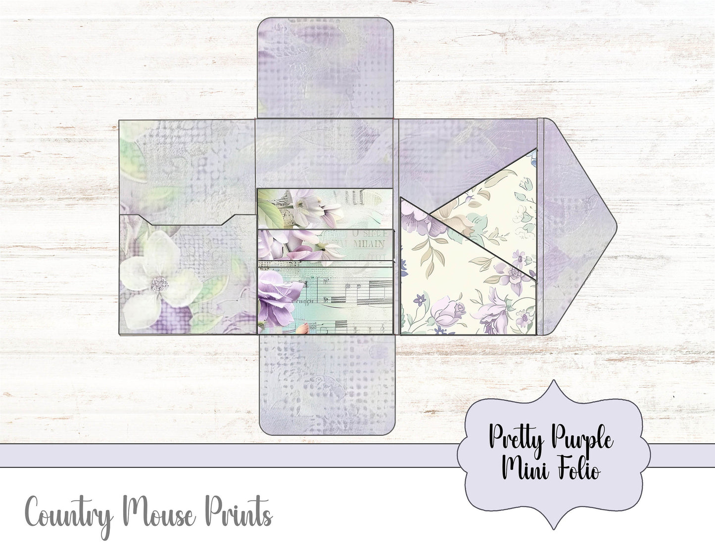 Purple Floral Mini Folio