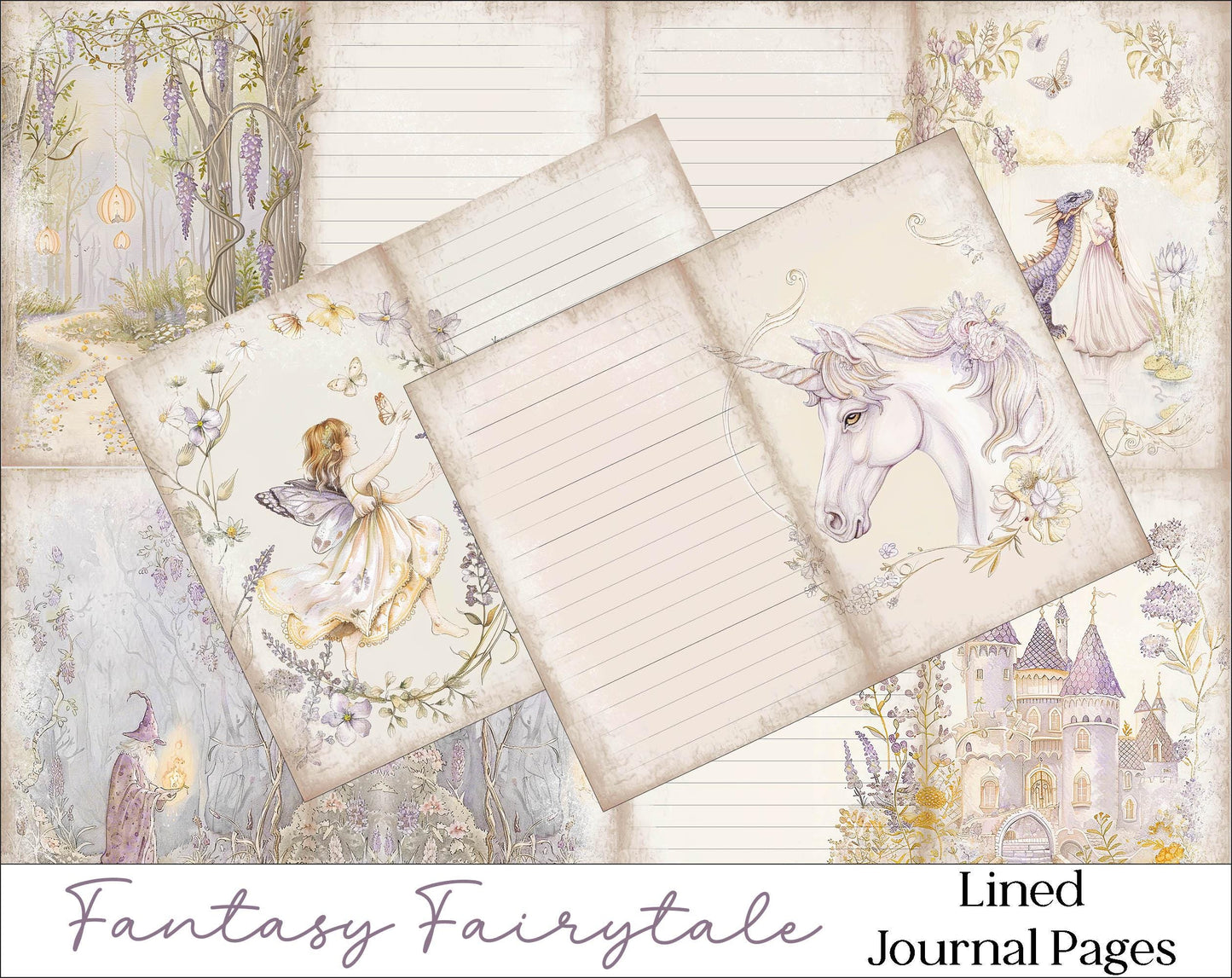 Fantasy Fairytale Lined Junk Journal Journal Pages