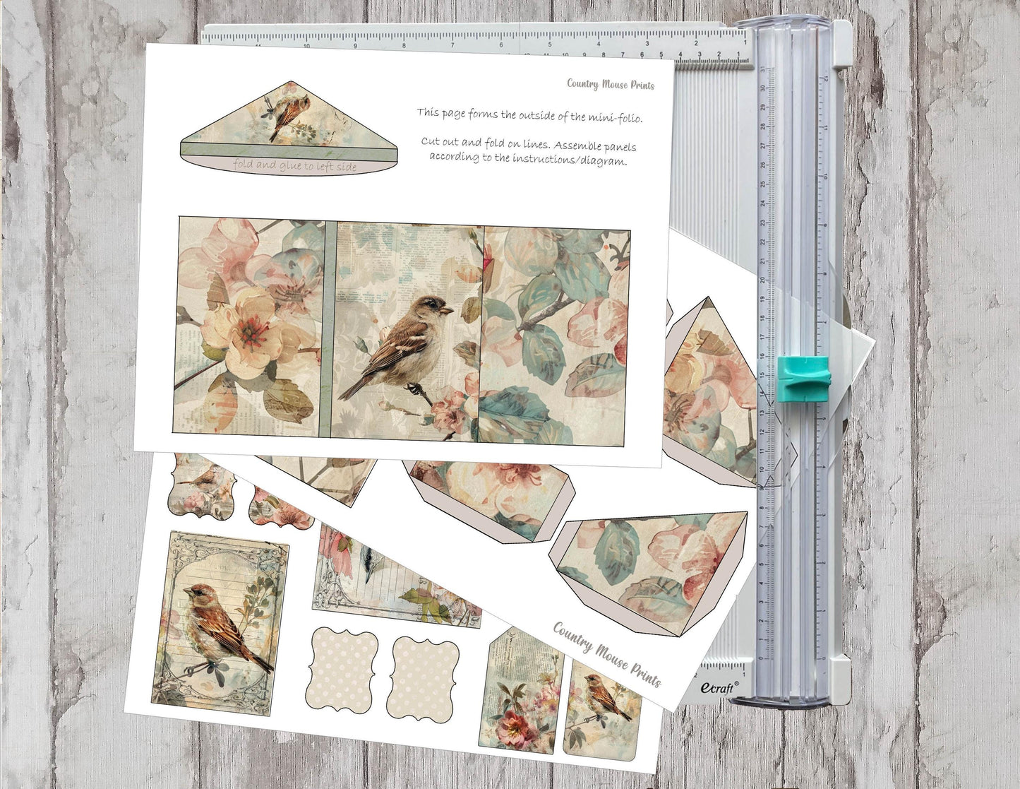 Vintage Bird Mini Folio Kit