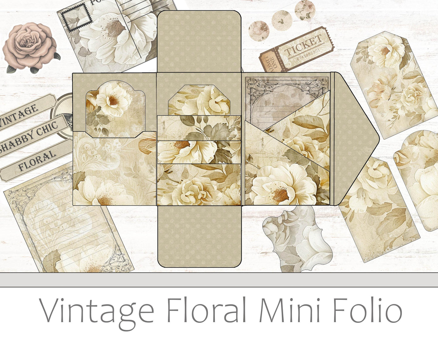 Vintage Floral Mini Folio