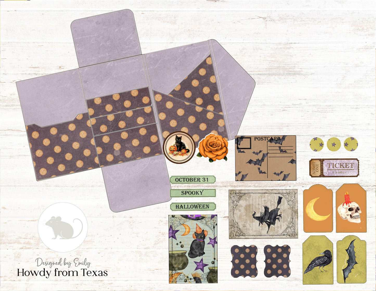 Printable Classic Halloween Mini Folio Kit