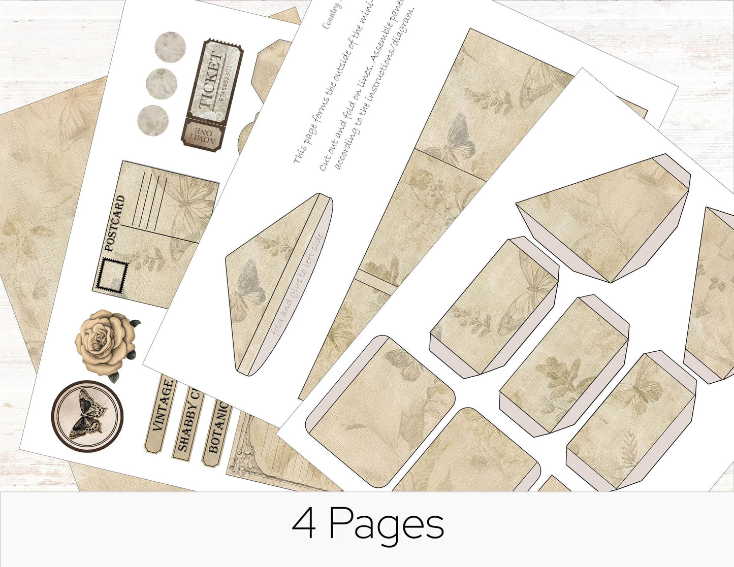 Neutral Shabby Printable Mini Folio Kit