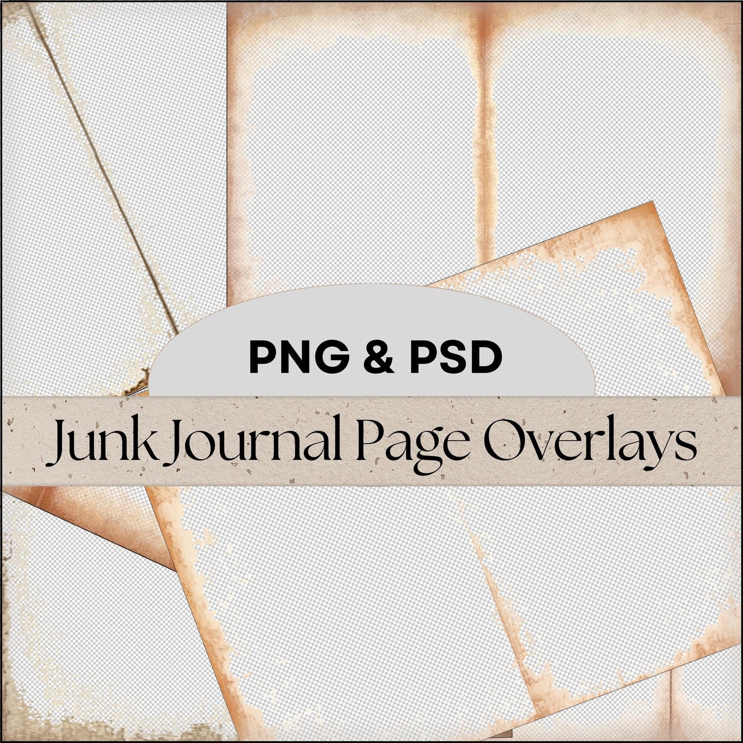 Junk Journal Paper Template Photoshop PSD & PNG Overlay