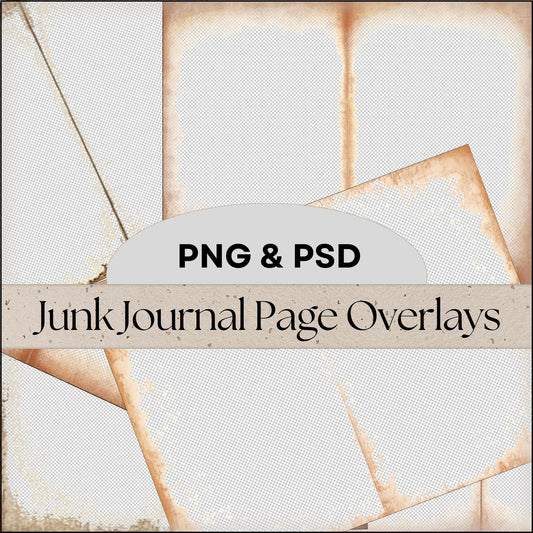 Junk Journal Paper Template Photoshop PSD & PNG Overlay