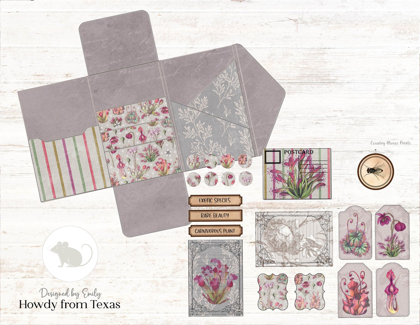 Exotic Floral Mini Folio Kit Junk Journal Kit