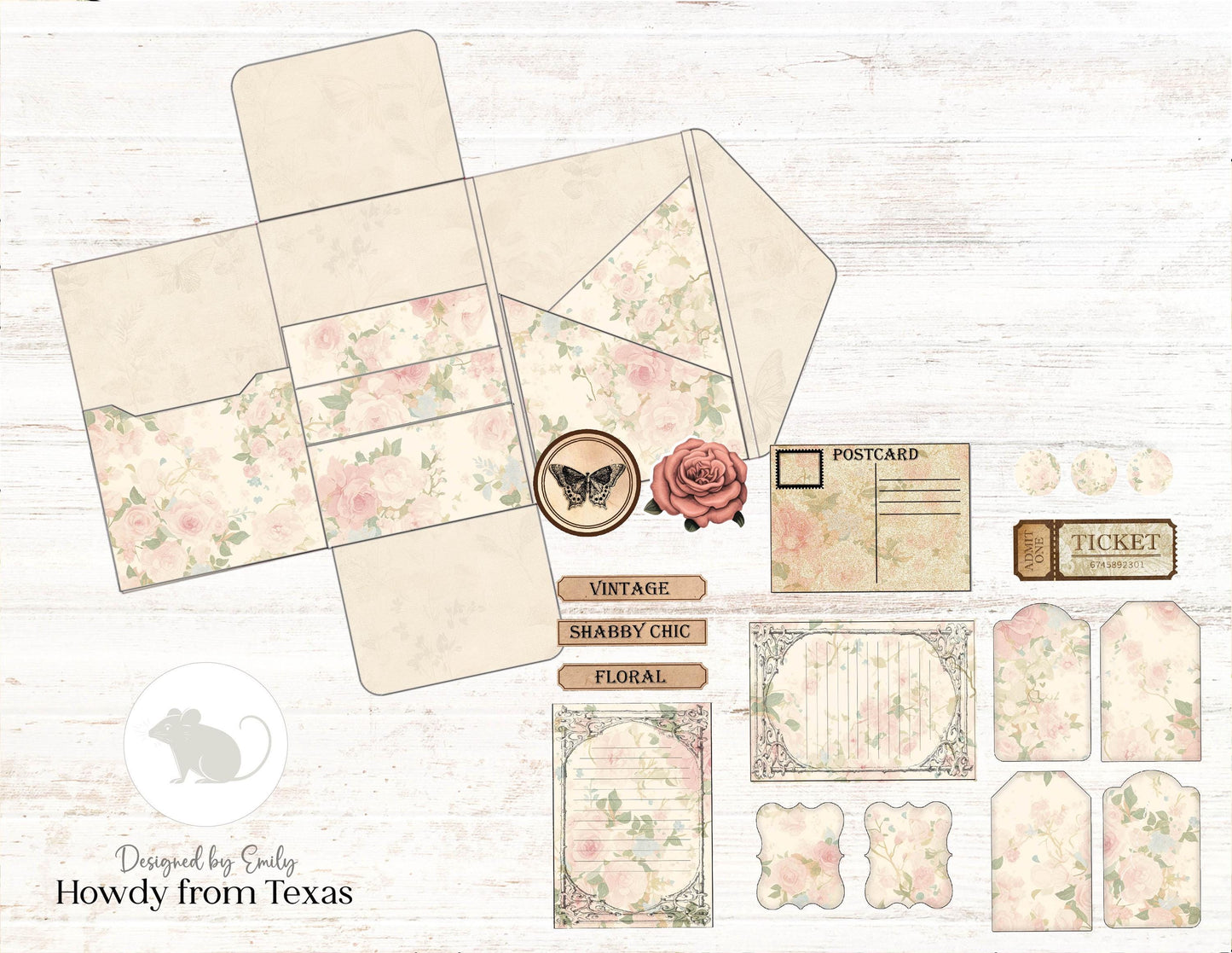 Vintage Rose Mini Folio Kit