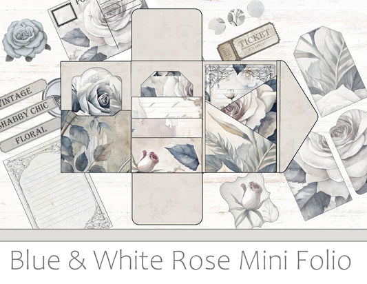 Blue & White Rose Mini Folio Kit