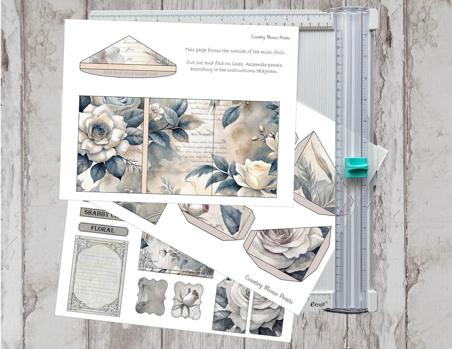 Blue & White Rose Mini Folio Kit