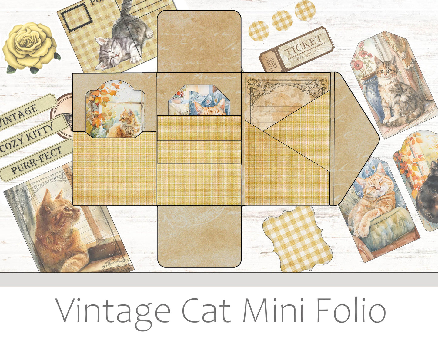 Vintage Cat Mini Folio Kit