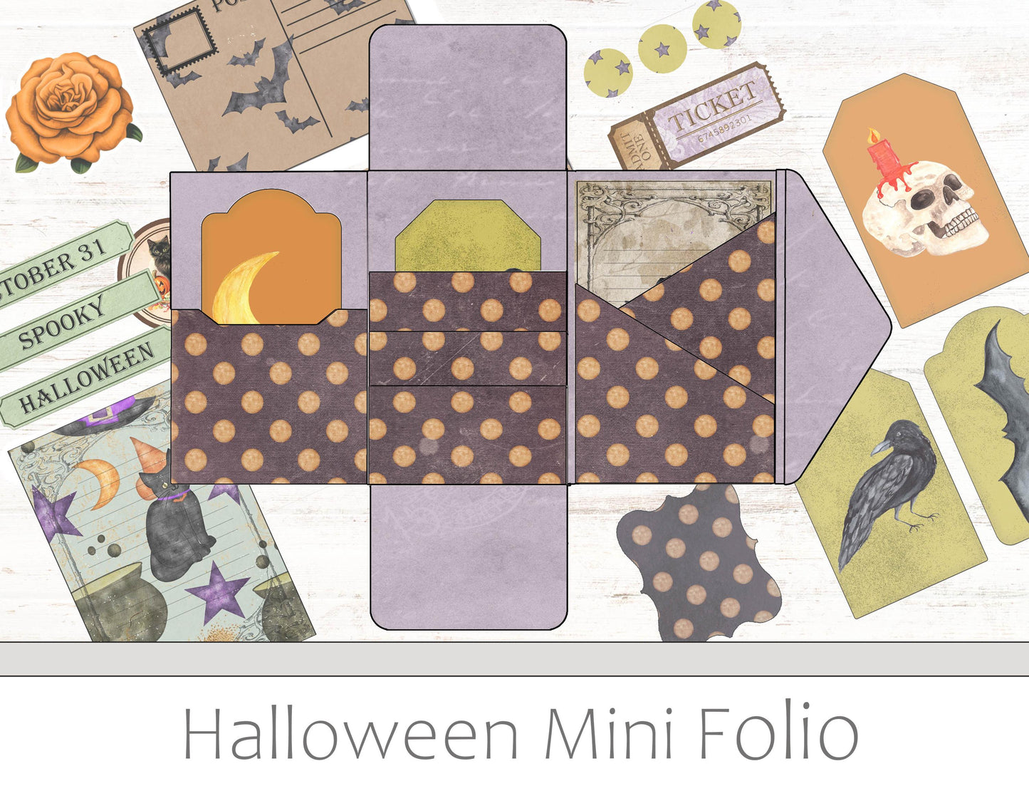 Printable Classic Halloween Mini Folio Kit