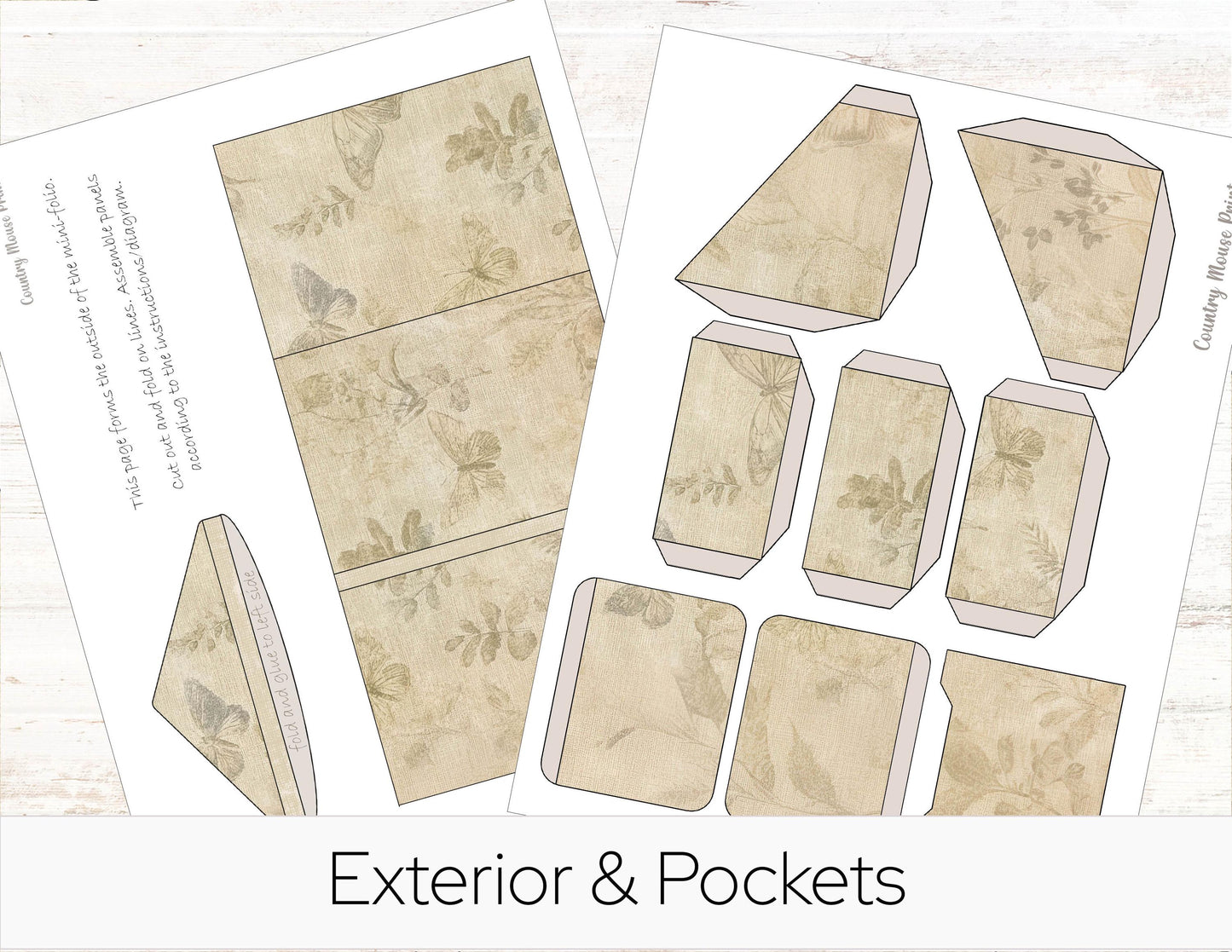 Neutral Shabby Printable Mini Folio Kit