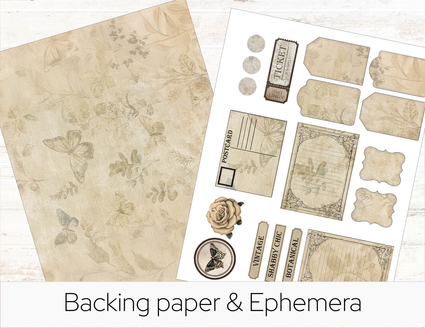 Neutral Shabby Printable Mini Folio Kit