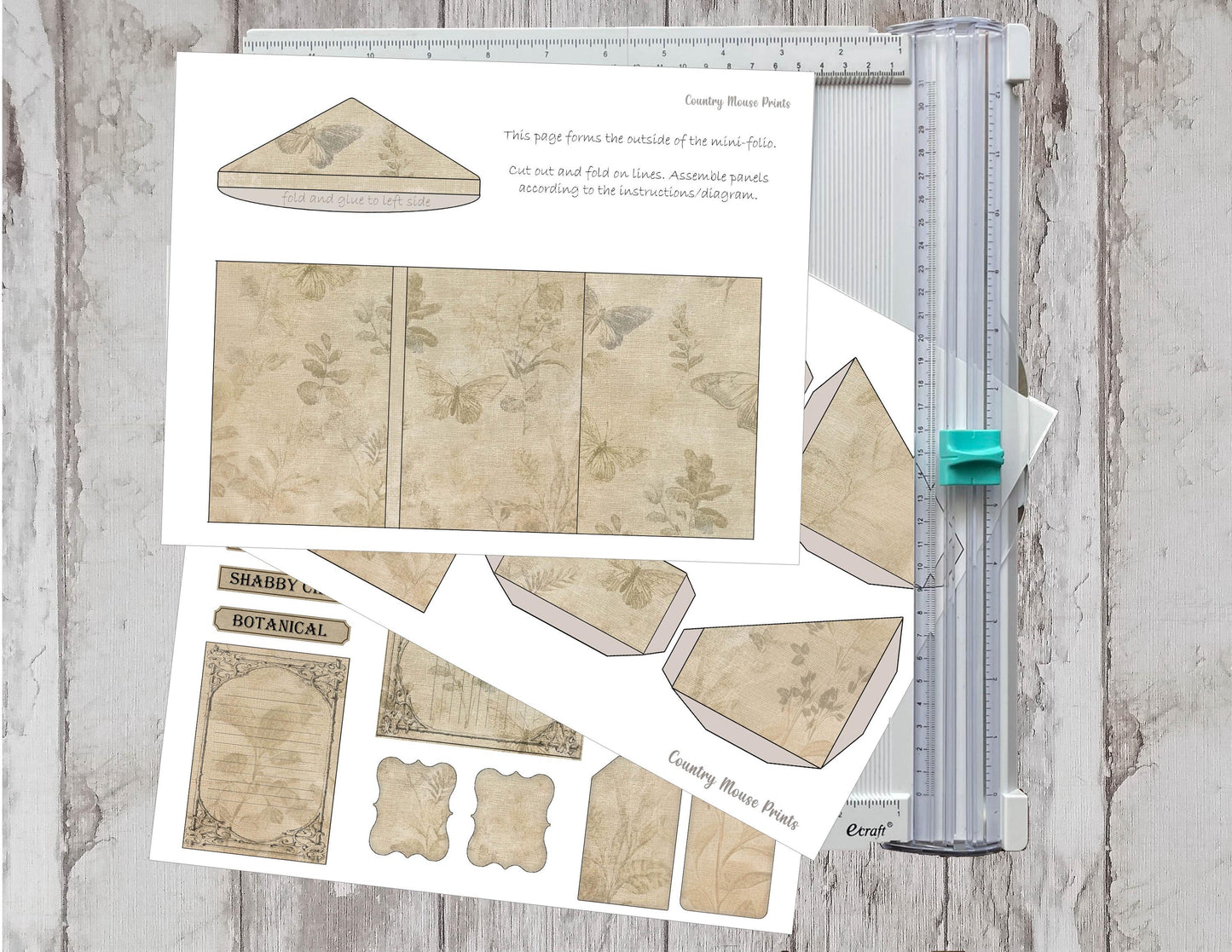 Neutral Shabby Printable Mini Folio Kit