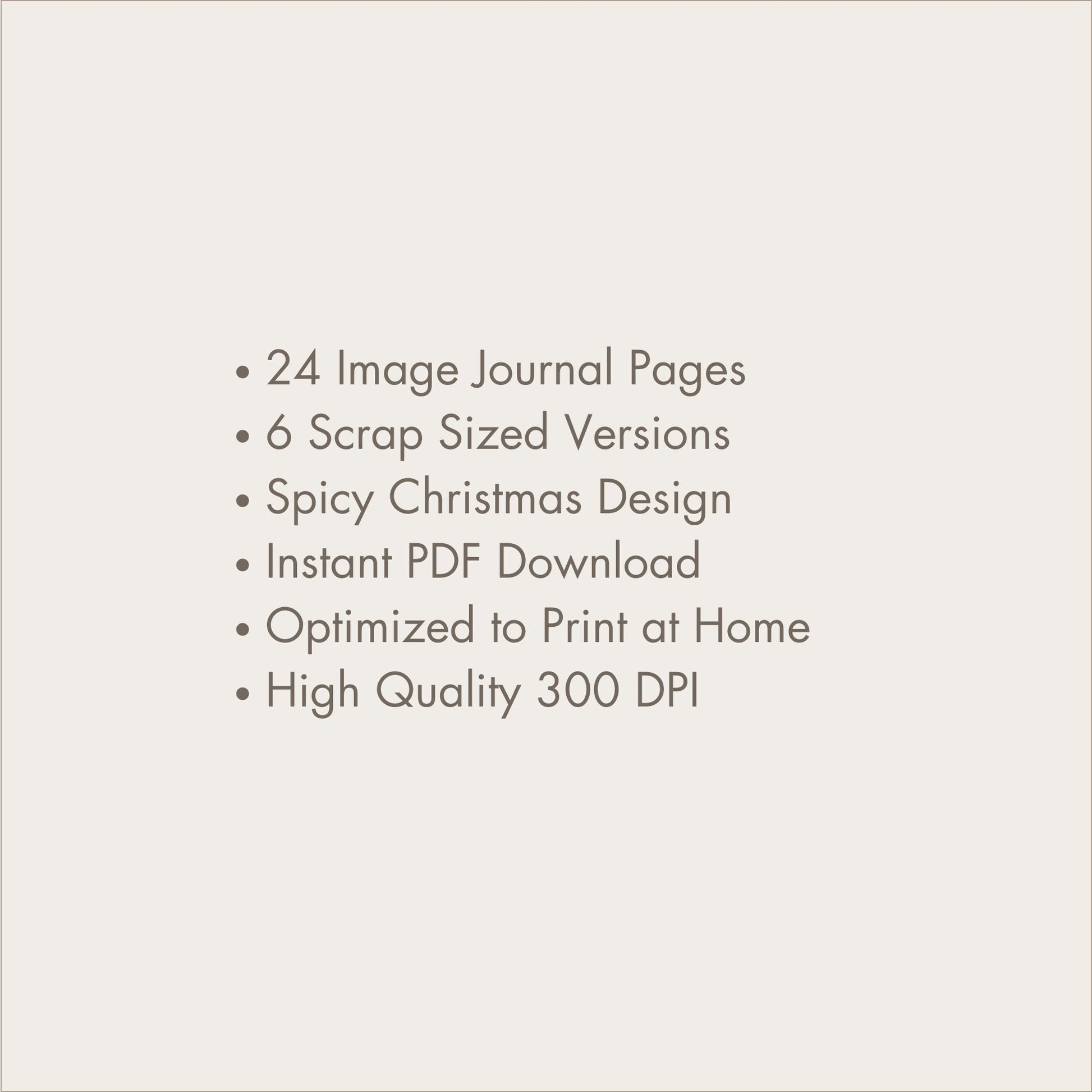 a white background with text that reads, 24 image journal pages 5 scrap sized versions