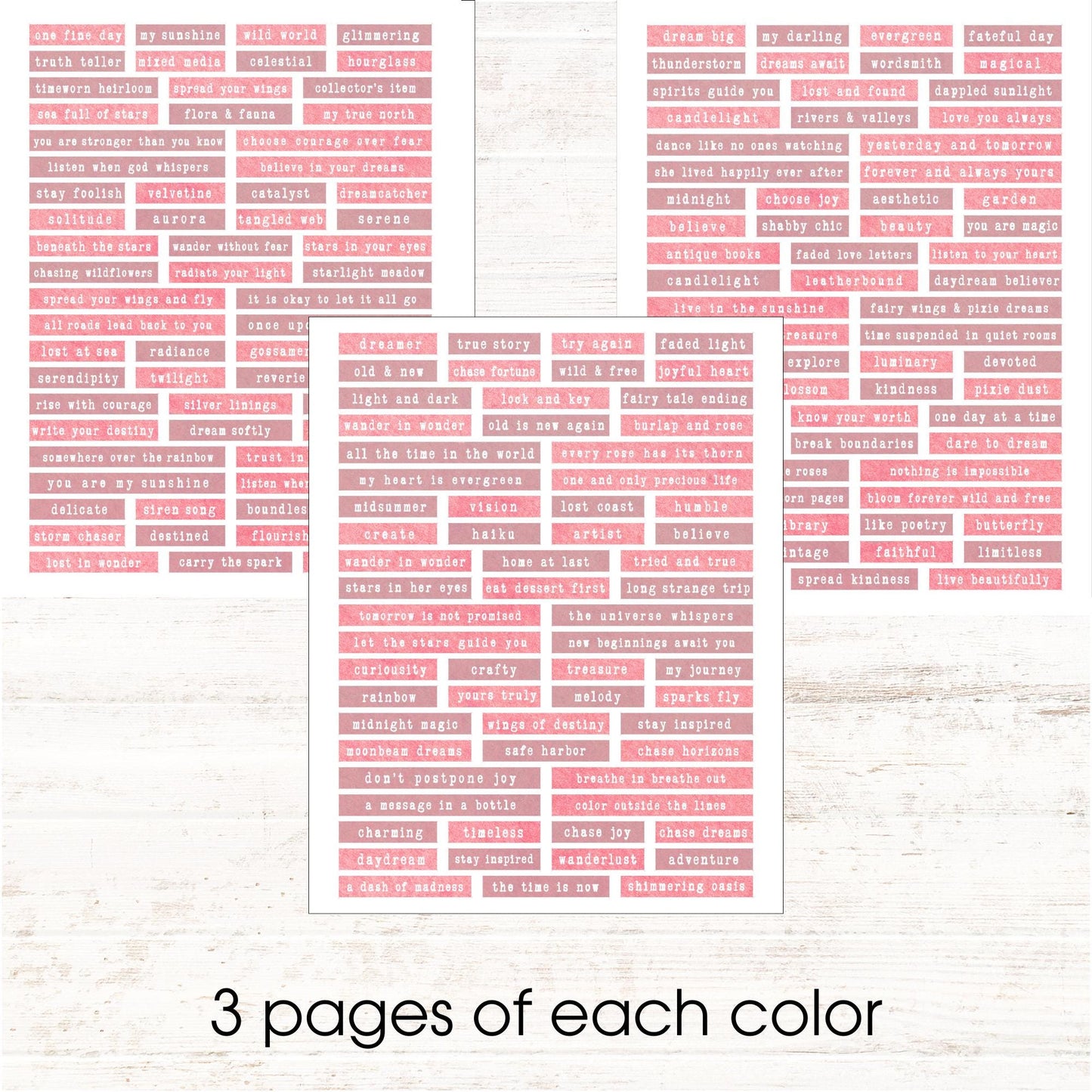 Colored Junk Journal Word Strips