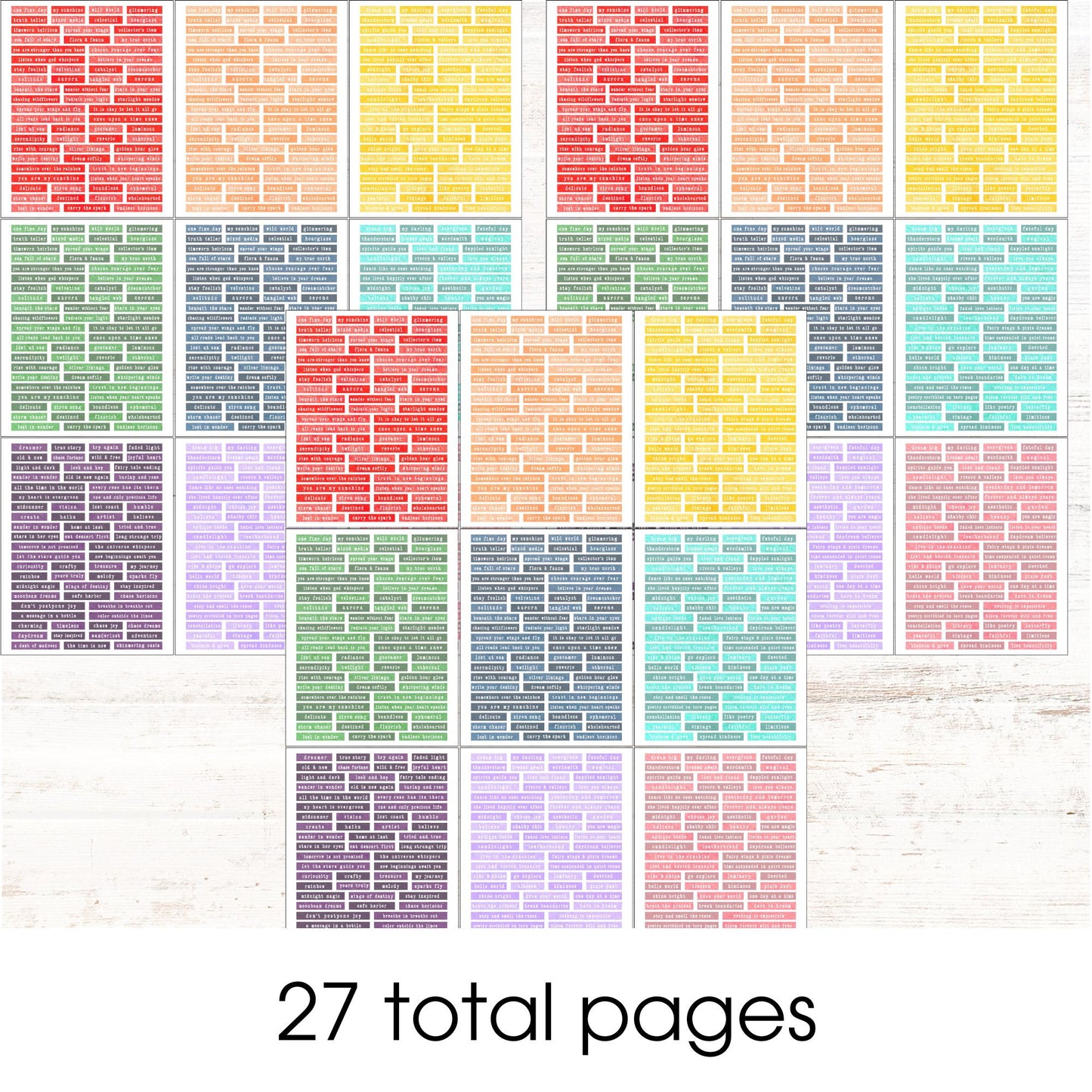 Colored Junk Journal Word Strips