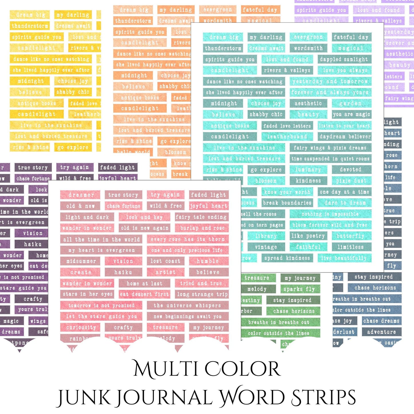 Colored Junk Journal Word Strips