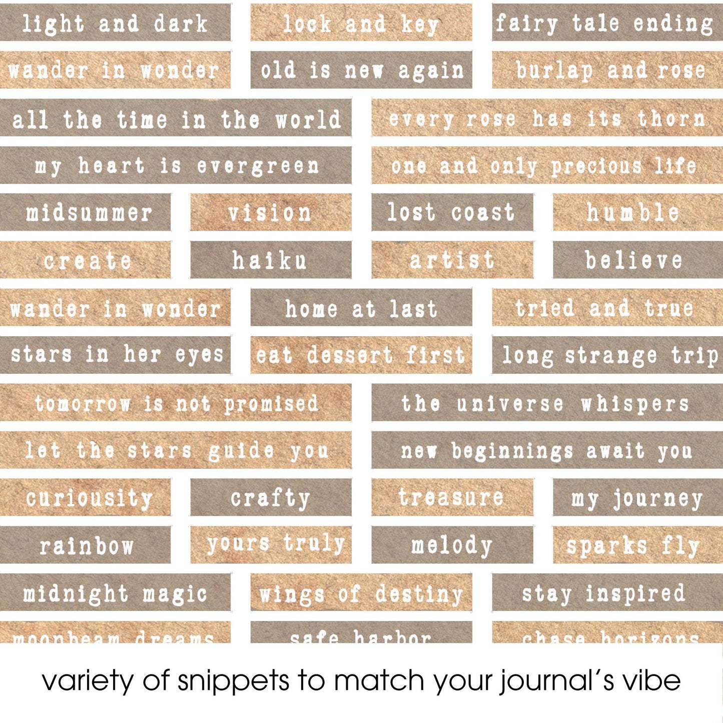 Neutral Junk Journal Word Strips