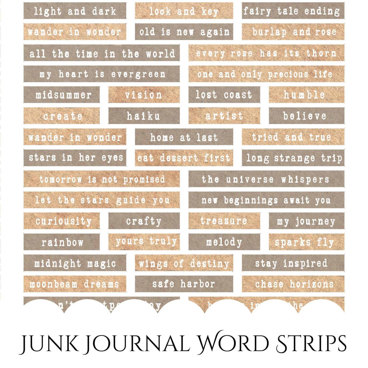 Neutral Junk Journal Word Strips