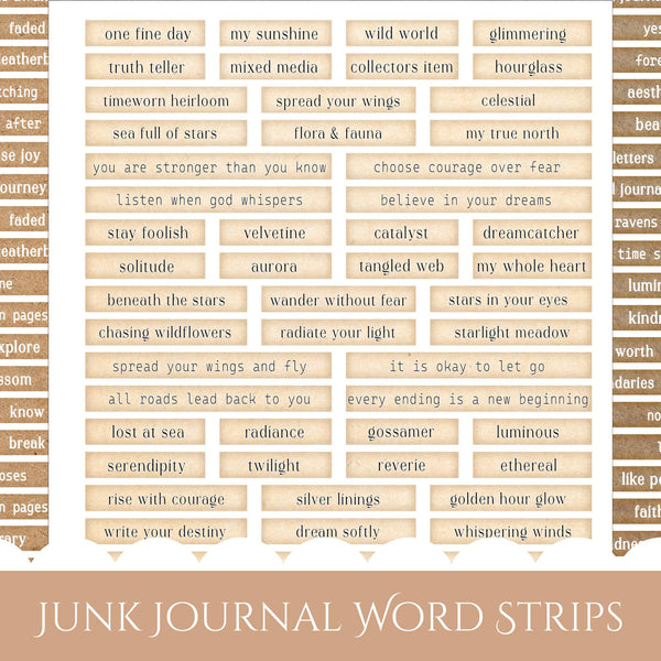 Junk Journal Word Strips Sentiments Labels – Country Mouse Prints